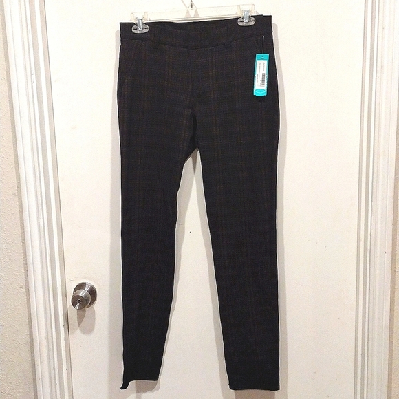Kut from the Kloth Pants - NWT Kut From the Kloth Ellery Slim Straight Brown Plaid Shine Ponte Knit Pants 6